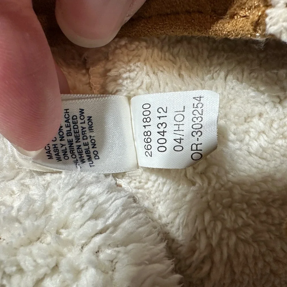 Baby Gap Newborn Faux Suede Sherpa Lined Bunting Bag Hooded Tan Brown 0-3 Months